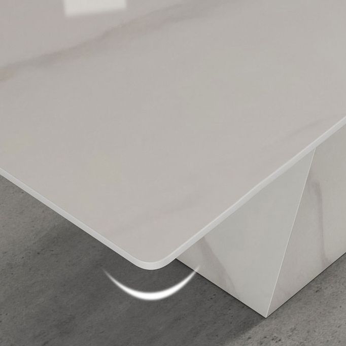 Modern Style Sintered Stone Dining Set with White Rectangle Shape Table and Double Pedestal Base Clearhalo 'Dining Room Sets' 'Dining Tables & Seating' 'dining_room_set' 'furn' 'furn_dining_room_set' 'Furniture' 'furniture_dining_room_set' 'Kitchen & Dining Furniture' 'kitchen&dining_furn' 'kitchen' 1200x1200_a6be82fa-c1aa-451f-85a7-04c3ae7b1d5f