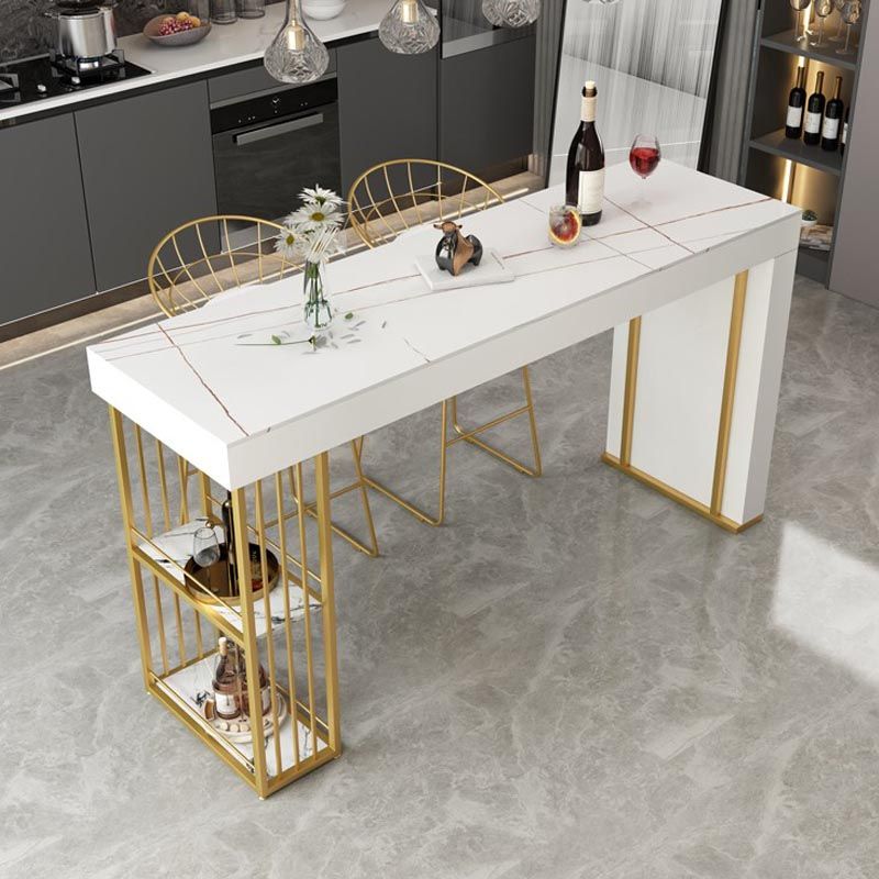 Contemporary Bistro Bar Desk Storage Kitchen Rectangle Stone Bistro Bar Table