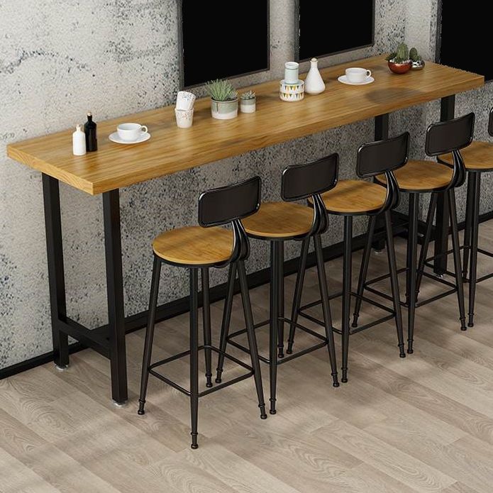 Modern Style Rectangle Bar Table Solid Wood Bistro Bar Desk with Trestle Base Clearhalo 'Bar Furniture' 'Bar Tables' 'bar_tables' 'furn' 'furn_bar_tables' 'Furniture' 'Kitchen & Dining Furniture' 1200x1200_a6c05f0d-3f96-4ae4-b8b8-d392b27fe925