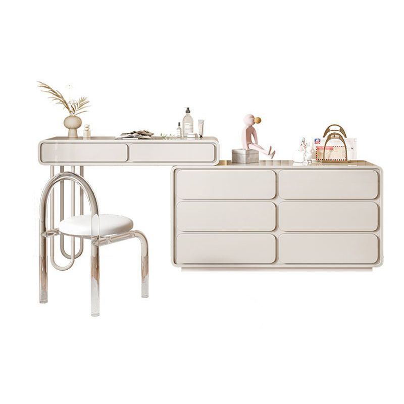 Trucco bianco da 15,74 "tavolo da banco di vanità per trucco vanità largo con 5/8 cassetti