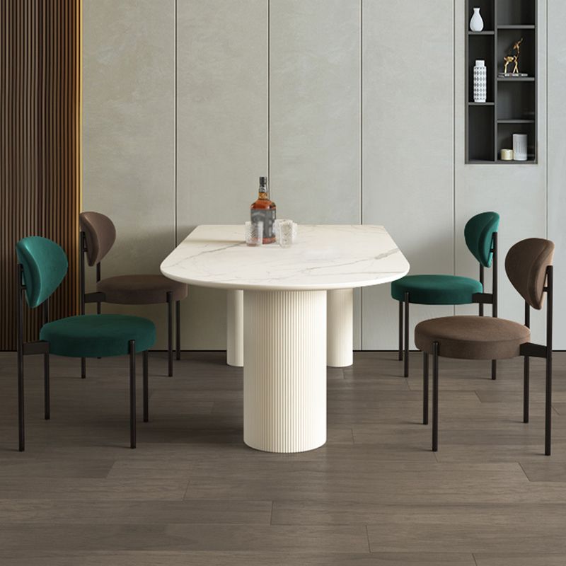 Simplicity Style Sintered Stone Dining Table 3 Legs Base 55" Wide Freeform Table for Home Clearhalo ' dining_table' 'Dining Tables & Seating' 'Dining Tables' 'furn' 'furn_dining_table' 'Furniture' 'furniture_dining_table' 'Kitchen & Dining Furniture' 'kitchen&dining_furn' 'kitchen' 'kitchen_dining_table' 1200x1200_a6c3991f-40c5-4660-9220-be1fd0866458
