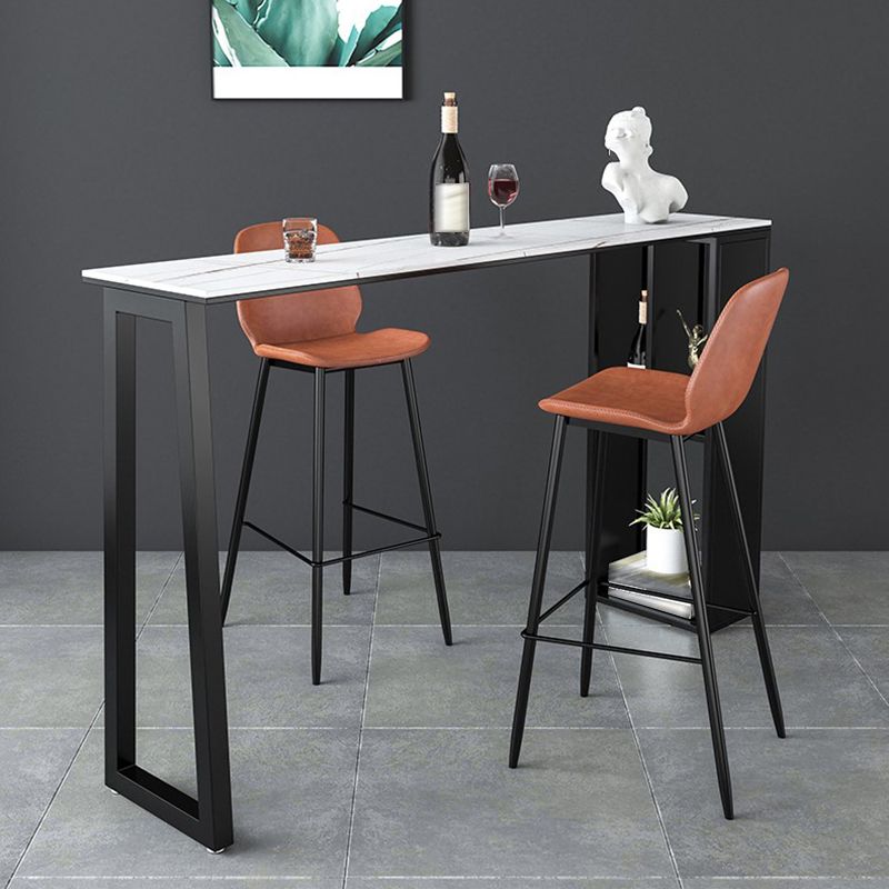 Mesa de bar de piedra sinterizada Mesa de bar rectangular moderna con estantes de almacenamiento