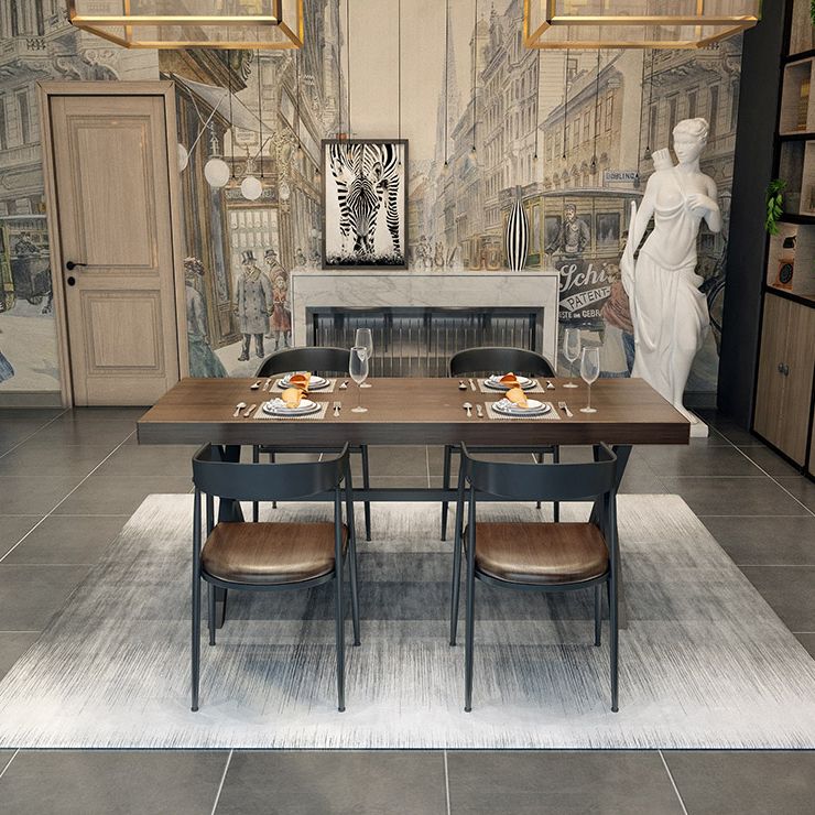 Industrial Style Solid Wood Dining Table Metallic Trestle Base Rectangle Table for Home Clearhalo ' dining_table' 'Dining Tables & Seating' 'Dining Tables' 'furn' 'furn_dining_table' 'Furniture' 'furniture_dining_table' 'Kitchen & Dining Furniture' 'kitchen&dining_furn' 'kitchen' 'kitchen_dining_table' 1200x1200_a6c4e3d0-f7ee-4b88-9793-e14984883bb0