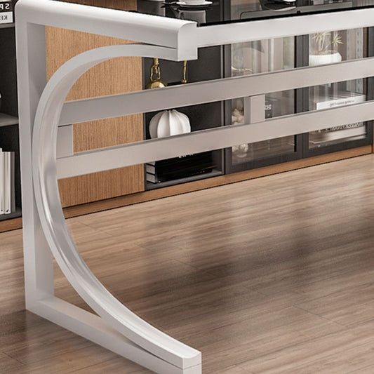 Scrivania rettangolare per la scrivania del computer con un banco per monitor