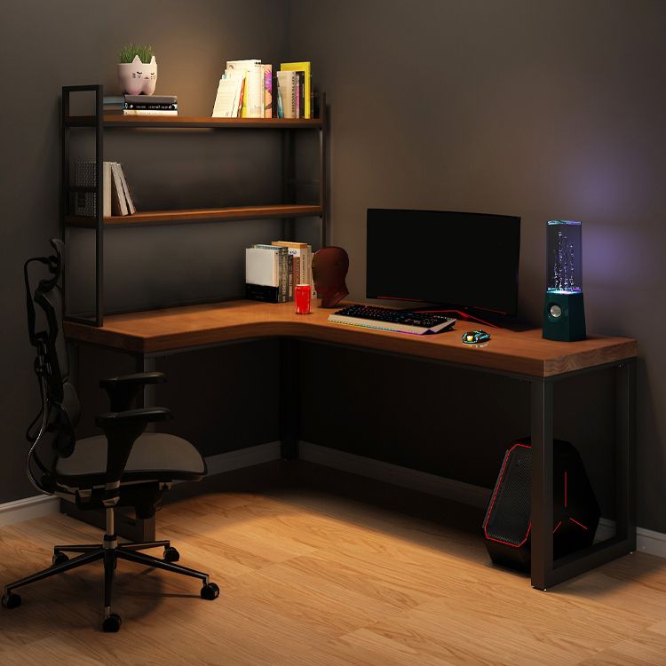 Rectangular Corner Writing Desk Solid Wood Office Desk with Iron Legs for Bedroom Clearhalo 'furn' 'furn_office_desk' 'Furniture' 'Office Desks' 'Office Furniture' 'office_desk' 1200x1200_a6c74b4b-6bf4-41bc-ab62-67201bfbd8d0