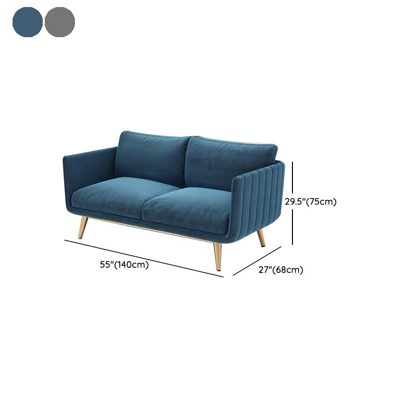 Velvet Nordic Standard Sofa Standard Back Back Square Bras Sapa avec des jambes en laiton