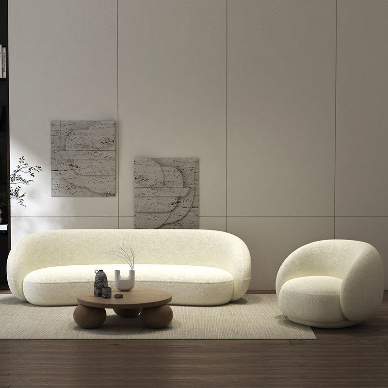 Divano curvo semplice moderno 29.53 "divano in lana inclinata H in bianco