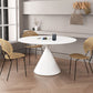 Round Stone Dining Table Modern White-black Furniture with Pedestal Base for Home