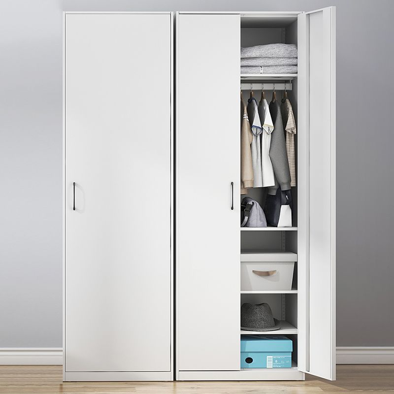 White Contemporary Non-Hanging Armoire Steel Home Cabinet with Door Clearhalo 'Armoires & Wardrobes' 'armoires_wardrobes' 'Bedroom Furniture' 'furn' 'furn_armoires_wardrobes' 'Furniture' 1200x1200_a6ca0a2f-bcfa-4ed6-857a-3ae5c0197ff6