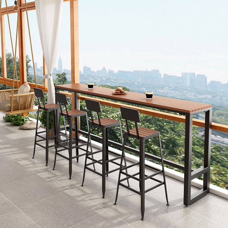 Outdoor Wood Footrest Hall/Pub Table Rectangle Bistro Bar Height Cocktail Table Clearhalo 'Bar Furniture' 'Bar Tables' 'bar_tables' 'furn' 'furn_bar_tables' 'Furniture' 'furniture_bar_tables' 'Kitchen & Dining Furniture' 'kitchen&dining_furn' 'kitchen' 1200x1200_a6cb2e63-fb85-4a24-8a10-7e9b718f2b56