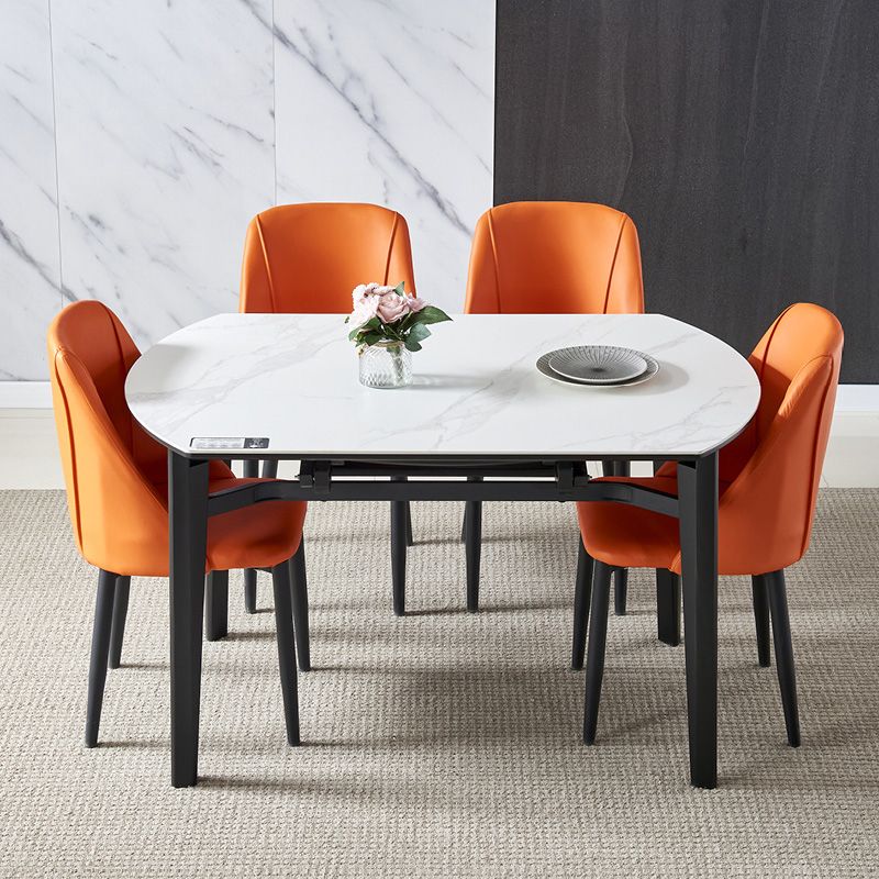 Contemporary Style Round 51.2'' Dining Site Table Stone Drop-Leaf Dining Room Furniture Clearhalo ' dining_table' 'Dining Tables & Seating' 'Dining Tables' 'furn' 'furn_dining_table' 'Furniture' 'furniture_dining_table' 'Kitchen & Dining Furniture' 'kitchen&dining_furn' 'kitchen' 'kitchen_dining_table' 1200x1200_a6cb7729-038c-4e73-95f6-364bd315c508