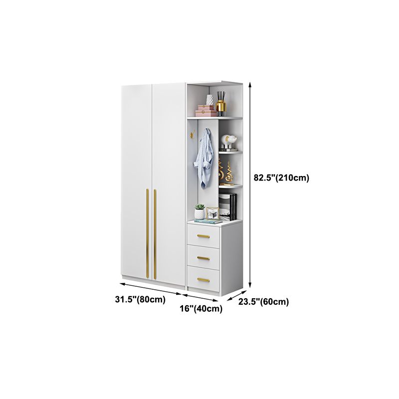 Witte kleur houten garderobe zachte close deur garderobe kast met kledingstaaf