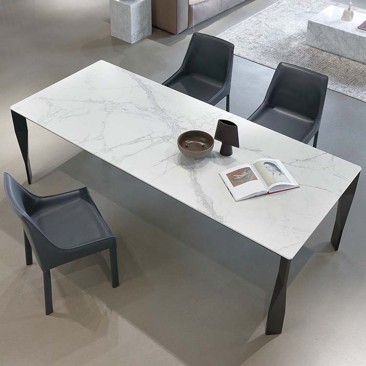 Industrial Style Dining Sintered Stone Table Dining Rectangle Table with Metal Legs Clearhalo 'Dining Tables & Seating' 'Dining Tables' 'dining_table' 'furn' 'furn_dining_table' 'Furniture' 'Kitchen & Dining Furniture' 1200x1200_a6ce084e-bc74-4abe-939a-bacffd6c8ac7
