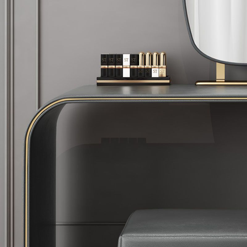 Zeitgenössisches Kunstleder und Holz 2-Draste Make-up Eitelkeitschalter