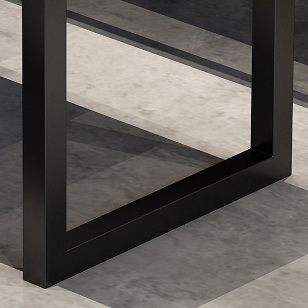 Mesa de comedor de madera maciza marrón mesa de comedor industrial con marco negro