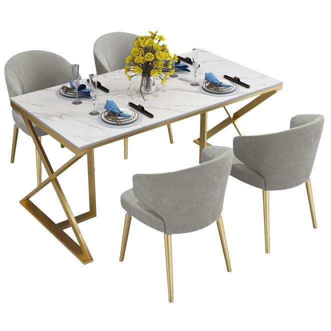 Glam 1/5 Pieces Dining Set Rectangle Stone Dining Table for Kitchen Clearhalo 'Dining Room Sets' 'Dining Tables & Seating' 'dining_room_set' 'furn' 'furn_dining_room_set' 'Furniture' 'furniture_dining_room_set' 'Kitchen & Dining Furniture' 1200x1200_a6d1ef83-67ca-4de4-ba08-6a8f6787b424
