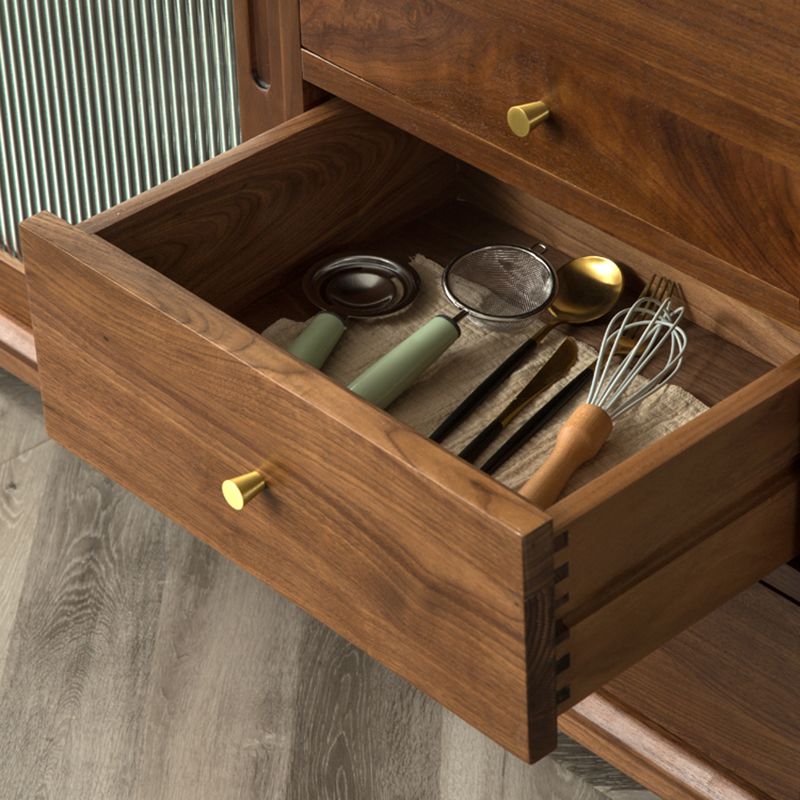 Puertas de vidrio modernas Gabinete de lado de madera maciza con gabinetes y cajones