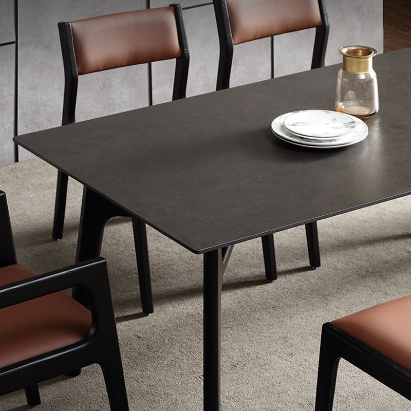 Modern Rectangle Dinette Set 1/4/5/7 Pieces Black Stone Top Indoor Dining Set Clearhalo 'Dining Room Sets' 'Dining Tables & Seating' 'dining_room_set' 'furn' 'furn_dining_room_set' 'Furniture' 'Kitchen & Dining Furniture' 1200x1200_a6d3acce-bf05-4187-ae1f-4a377ec93a02