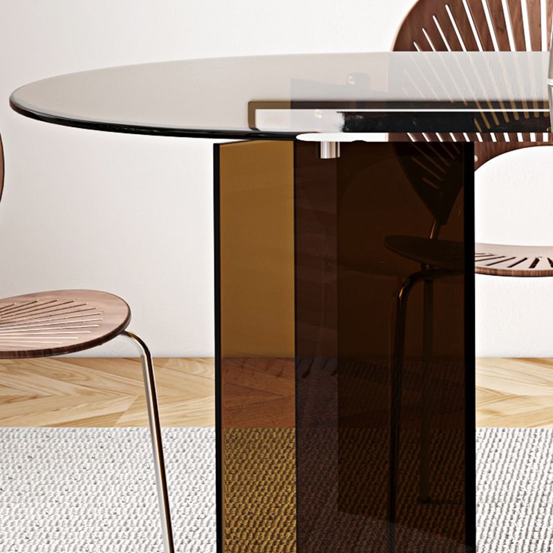Oval Glass Dining Table Simplicity Double Pedestal Table for Dining Room Clearhalo 'Dining Tables & Seating' 'Dining Tables' 'dining_table' 'furn' 'furn_dining_table' 'Furniture' 'Kitchen & Dining Furniture' 1200x1200_a6d3b4a2-94bb-4a3f-872d-8d7b31929375