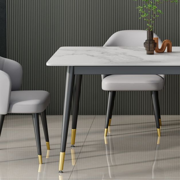 Glam Sintered Stone Kitchen Dining Table White Kitchen Dining Table with 4 Legs Base Clearhalo ' dining_table' 'Dining Tables & Seating' 'Dining Tables' 'furn' 'furn_dining_table' 'Furniture' 'furniture_dining_table' 'Kitchen & Dining Furniture' 'kitchen&dining_furn' 'kitchen' 'kitchen_dining_table' 1200x1200_a6d67131-8b5c-4405-bbf2-c1faf3f11018