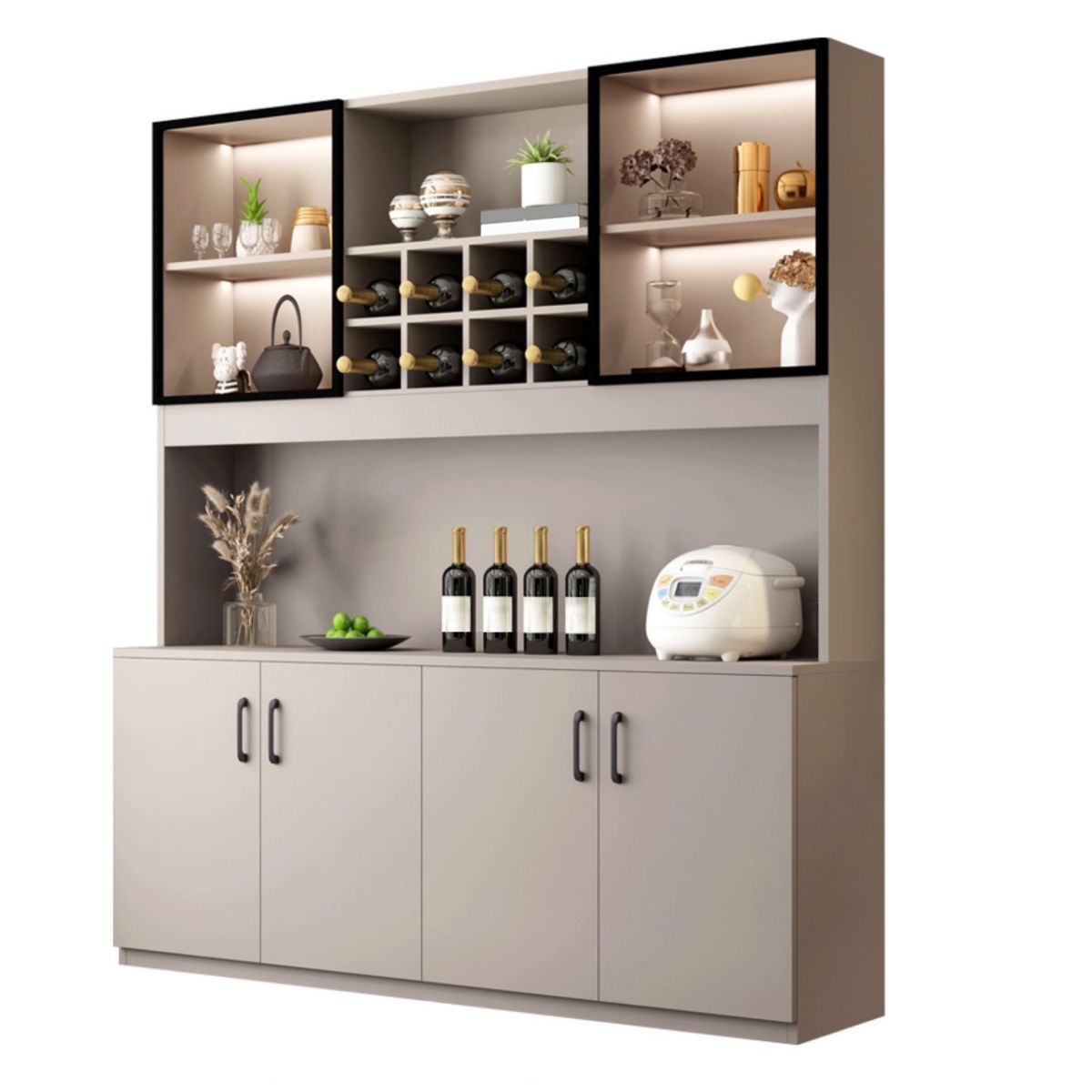 Porte de sol en bois de bouteille moderne en bois fabriqué avec étagères de rangement