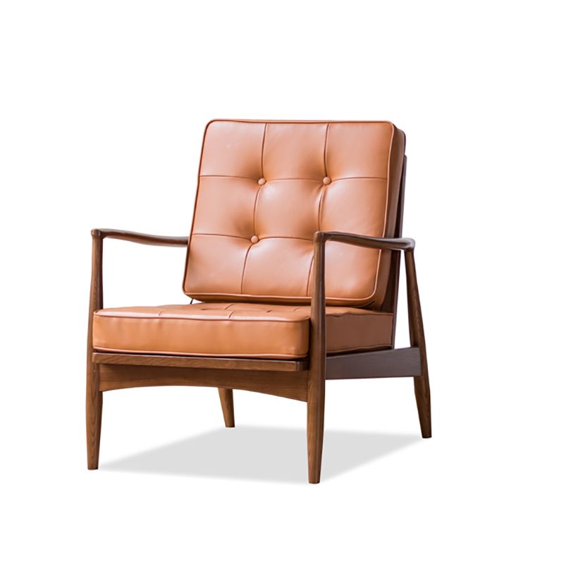 Tufted Cushions Chair Faux Leather Square Arm Chair with Brone 4 Legs Clearhalo 'Accent Chairs' 'accent_chairs' 'Chairs & Seating' 'furn' 'furn_accent_chairs' 'Furniture' 'Living Room Furniture' 1200x1200_a6d7282b-716e-4b1f-aa6a-99e8ea4fa0a5