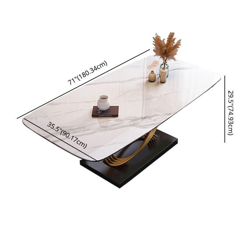 Dining Room Set Modern Metal Frame White Slate Rectangular Dining Table Set for Home Clearhalo 'Dining Room Sets' 'Dining Tables & Seating' 'dining_room_set' 'furn' 'furn_dining_room_set' 'Furniture' 'furniture_dining_room_set' 'Kitchen & Dining Furniture' 'kitchen&dining_furn' 'kitchen' 1200x1200_a6d73c6d-0a41-4890-b336-f1aec06bf5a2