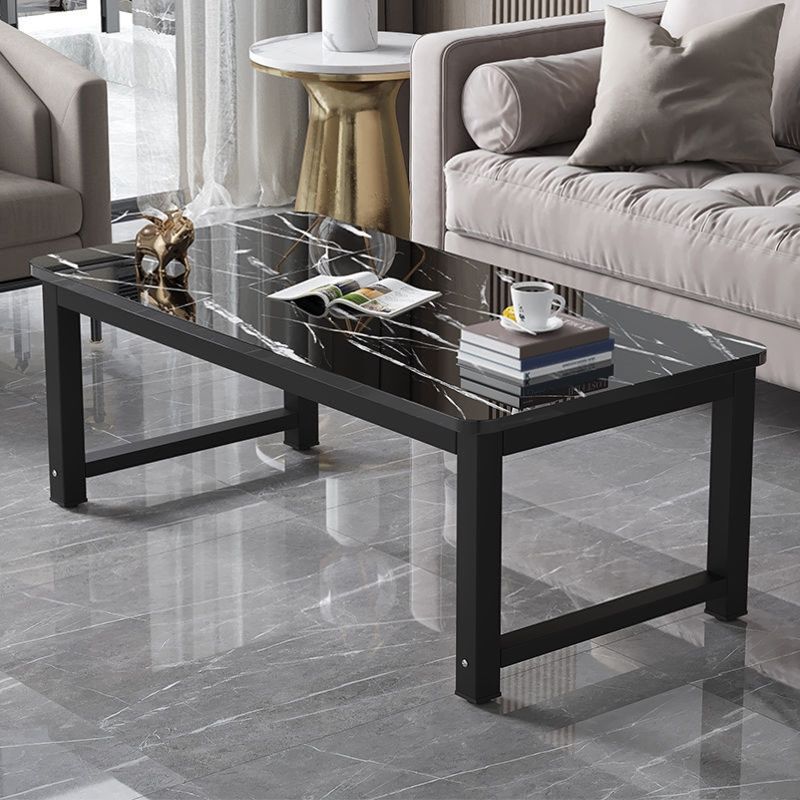 Rectangle Wooden Top Coffee Table with Metal Four legs Modern Style Clearhalo 'Coffee & Accent Tables' 'Coffee Tables' 'coffee_tables' 'furn' 'furn_coffee_tables' 'Furniture' 'Living Room Furniture' 1200x1200_a6d7b695-fbe4-46e9-a00f-21e9e7fcc296