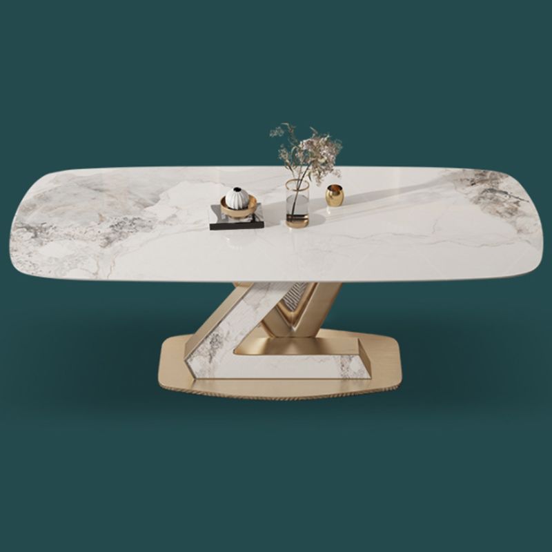 Glam Dining Sintered Stone Table Rectangle Table with Metal Legs for Home Clearhalo 'Dining Tables & Seating' 'Dining Tables' 'dining_table' 'furn' 'furn_dining_table' 'Furniture' 'Kitchen & Dining Furniture' 1200x1200_a6d8aa84-1caf-47ac-9066-33c05e7f5fec