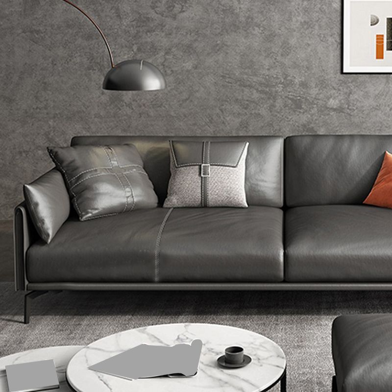 Scandinavian Dark Gray Stain-Resistant Storage Grain Leather Sofa & Chaise Clearhalo 'furn' 'furn_sectionals' 'Furniture' 'Living Room Furniture' 'Sectionals' 1200x1200_a6d8c1d7-f450-48aa-ae9f-9310e32ed104