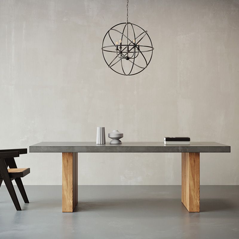 Moderne 1/5-delige eettafelset, rechthoekige grenenhouten eettafel voor de woonkamer
