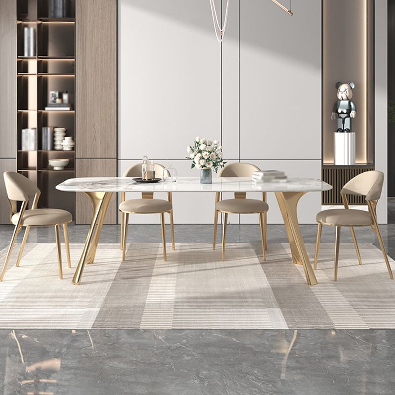 Nordic Glam Sintered Stone Dining Table Set 1/4/5/7 Pieces Dining Set for Home Clearhalo 'Dining Room Sets' 'Dining Tables & Seating' 'dining_room_set' 'furn' 'furn_dining_room_set' 'Furniture' 'furniture_dining_room_set' 'Kitchen & Dining Furniture' 1200x1200_a6daecba-33e1-4c35-b0b6-3c05046bb783