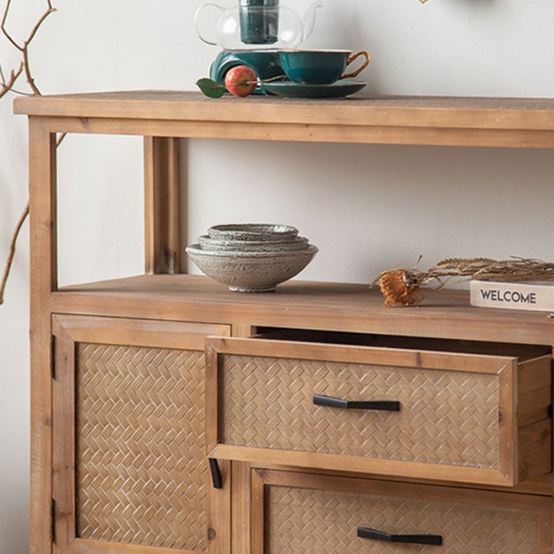 Farmhouse Brown Sideboard Solid Wood Server Tavolo per sala da pranzo