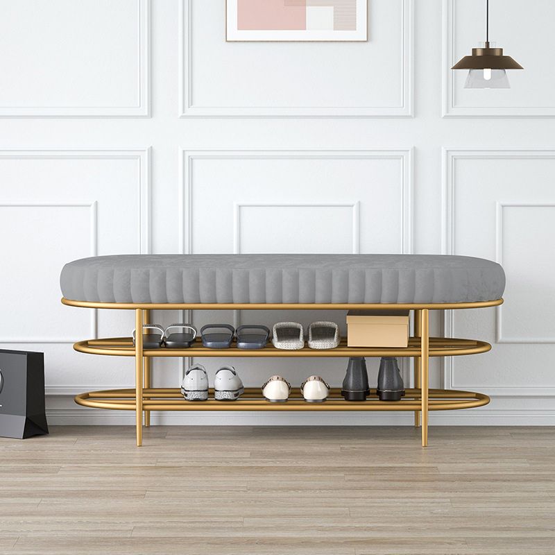 13.78" W 17.71" H Glam Entryway Bench Foam Bench with 2 Shelves Clearhalo 'Benches' 'Chairs & Seating' 'furn' 'furn_benches' 'Furniture' 'Living Room Furniture' 1200x1200_a6dd7950-cf59-416d-a1ab-db6b6f626761