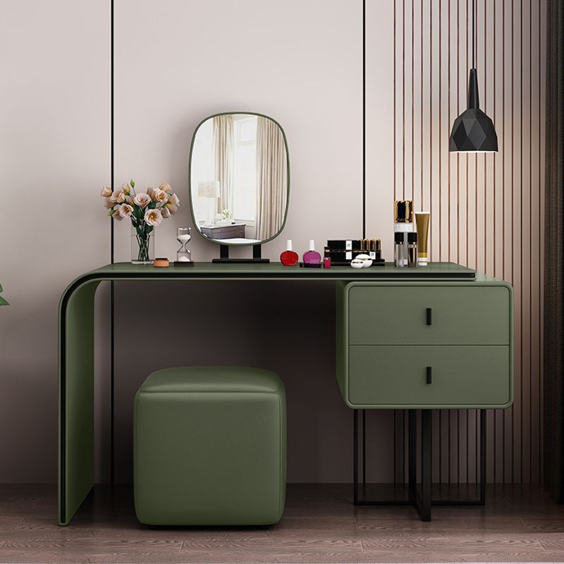 Specchio camera da letto glam doppi cassetti in pelle finta vanità per trucco in piedi