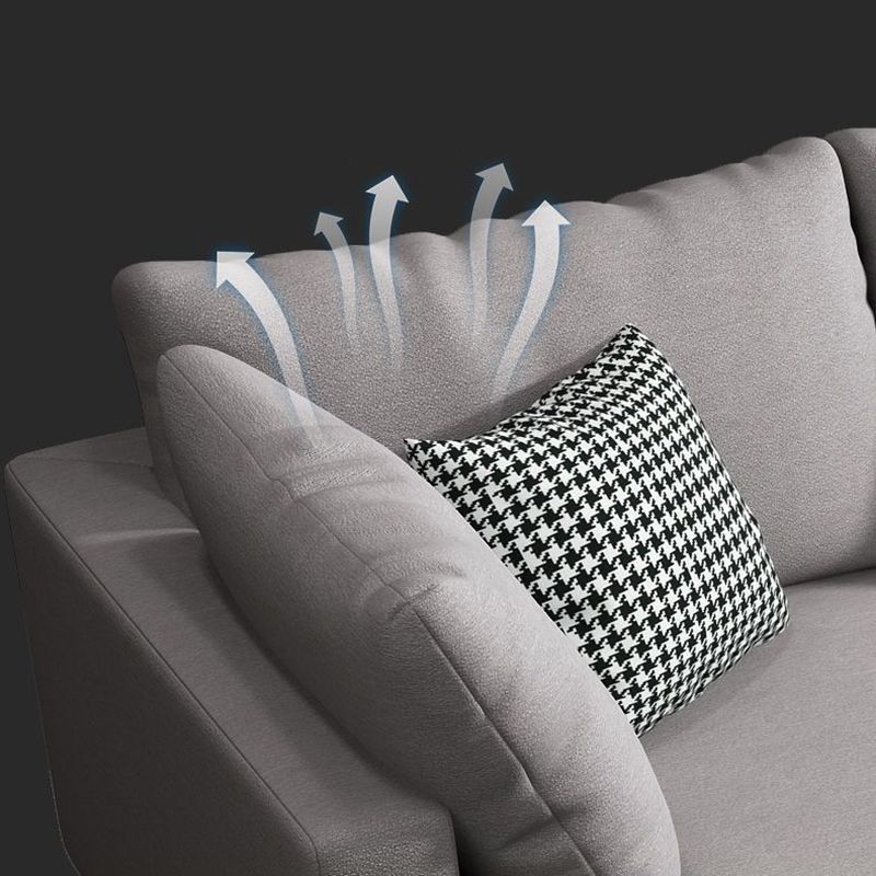 Square 4-Seater Sectional with Pillows Back in Linen Blend L-shape Sectional Clearhalo 'furn' 'furn_sectionals' 'Furniture' 'Living Room Furniture' 'Sectionals' 1200x1200_a6de8b7d-8c24-49b7-bed6-8a2c7d1b87b9