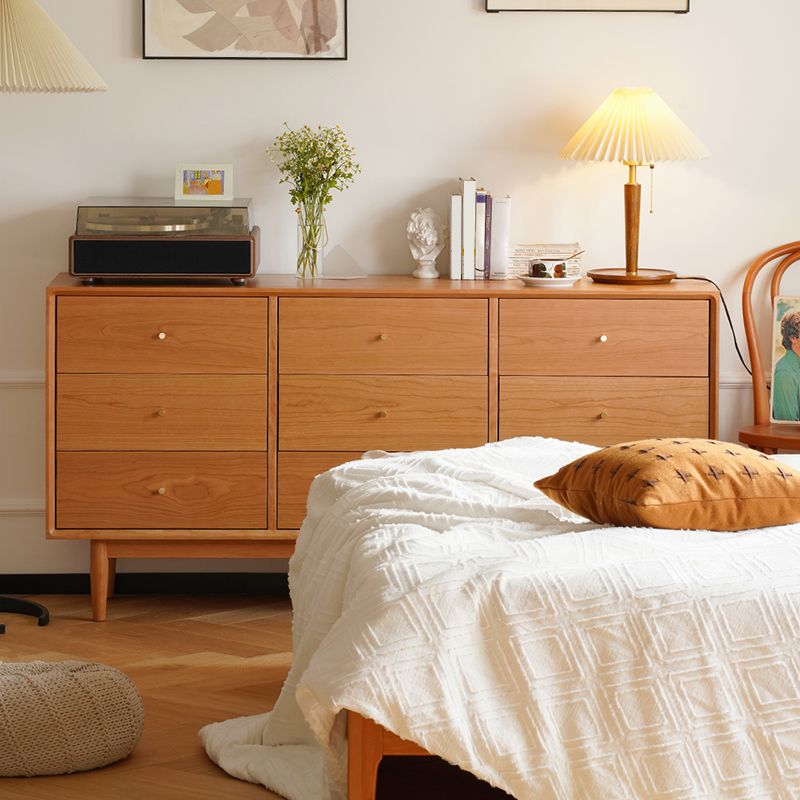 Commode de rangement moderne en bois massif avec 6/9 tiroirs