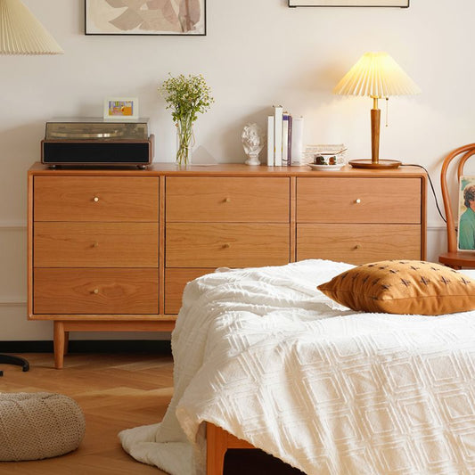 Modern Storage Chest Dresser Solid Wood Dresser with 6/9 Drawers