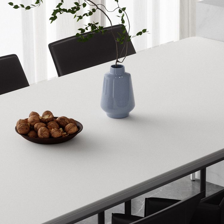 Metal Contemporary Rectangular Dining Table High Gloss White Sintered Stone Table with Metal Legs Clearhalo ' dining_table' 'Dining Tables & Seating' 'Dining Tables' 'Furniture' 'furniture_dining_table' 'Kitchen & Dining Furniture' 'kitchen&dining_furn' 'kitchen' 'kitchen_dining_table' 1200x1200_a6e0e636-8f04-4fef-a1db-432863120500