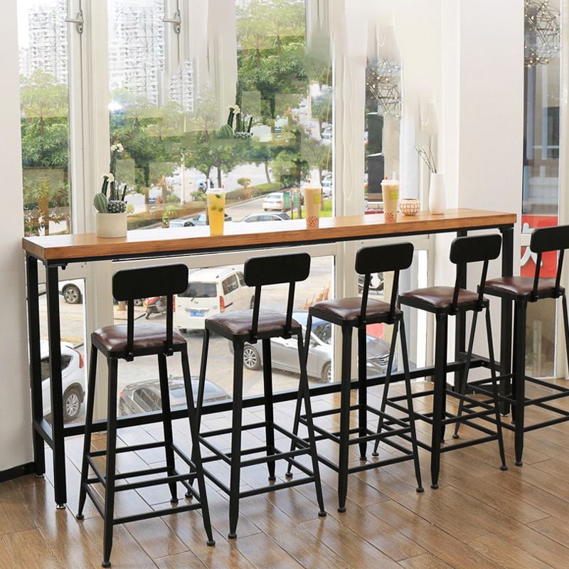 Solid Wood Bar Table Industrial Bar Table with Trestle Base in Black Clearhalo 'Bar Furniture' 'Bar Tables' 'bar_tables' 'furn' 'furn_bar_tables' 'Furniture' 'furniture_bar_tables' 'Kitchen & Dining Furniture' 1200x1200_a6e1caff-684b-4248-ad76-265efde68801
