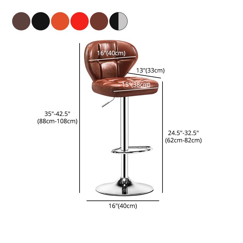 Nordic Style Leather Upholstered Barstool Adjustable Height Swivel Bar Stool Clearhalo 'Bar Furniture' 'Bar Stools' 'bar_stools' 'furniture_bar_stools' 'Kitchen & Dining Furniture' 'kitchen&dining_furn' 'kitchen' 'kitchen_furn' Furniture' 1200x1200_a6e2b44a-8c59-45cd-a645-b478964a8d2f