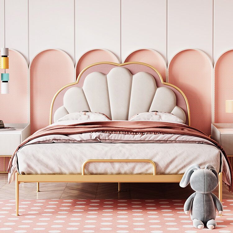 Marco de cama de perfil bajo taponizado por la cama estándar en acabado dorado