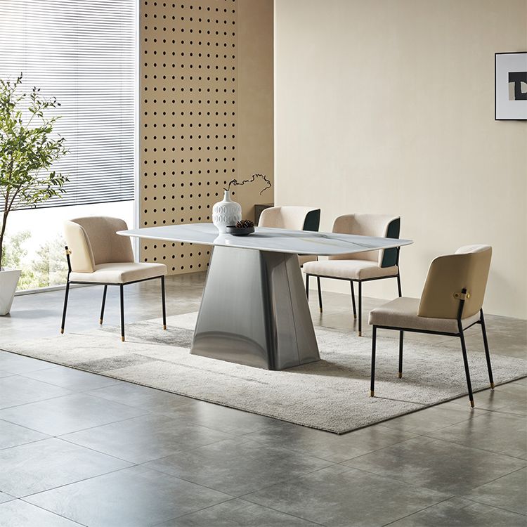 Modern Kitchen 1/5 Pcs Dining Set with White Marble Dining Table and Padded Chairs Clearhalo 'Dining Room Sets' 'Dining Tables & Seating' 'dining_room_set' 'furn' 'furn_dining_room_set' 'Furniture' 'Kitchen & Dining Furniture' 1200x1200_a6e3bcec-2738-4d73-b358-b59925232a9d