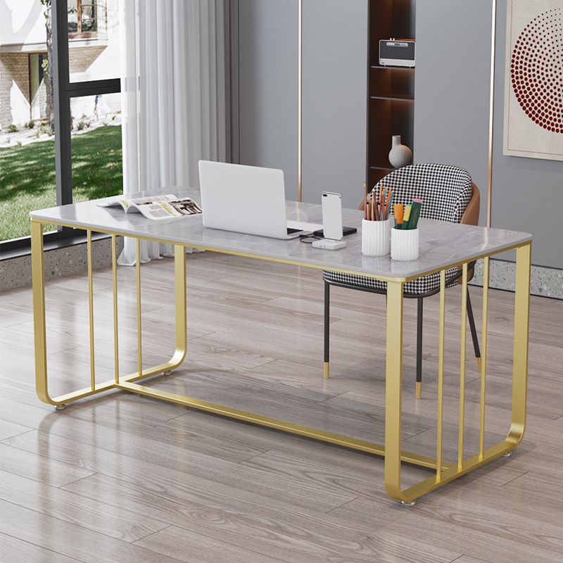 Glam 29.53-inch Tall Writing Desk Stone Rectangular Office Desk Clearhalo 'furn' 'furn_office_desk' 'Furniture' 'Office Desks' 'Office Furniture' 'office_desk' 1200x1200_a6e40605-2aee-40b7-a214-a10dd048cbe0