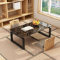 11.8"H Modern Sled Metal Base Square Top Coffee Table for Apartment Clearhalo 'Coffee & Accent Tables' 'Coffee Tables' 'coffee_tables' 'furn' 'furn_coffee_tables' 'Furniture' 'Living Room Furniture' 1200x1200_a6e6dcd0-5b37-4993-8219-d163c224fe03