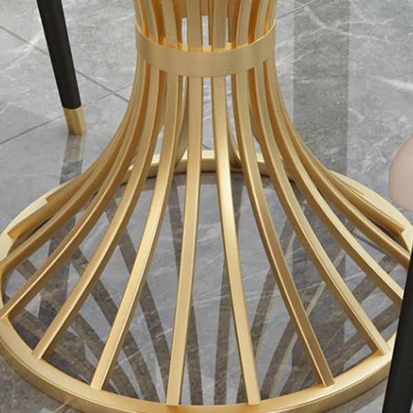 Mesa de piedra sinterizada con pedestal base de metal tradicional de comedor redondo de lujo tradicional