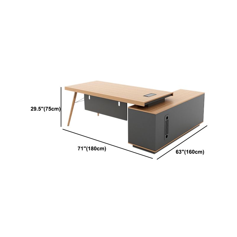 Contemporary Natural Office Desk Pedestal L-Shape Executive Desk for Office Clearhalo 'furn' 'furn_office_desk' 'Furniture' 'Office Desks' 'Office Furniture' 'office_desk' 1200x1200_a6ea4fc8-d16c-412a-b2bc-fce21efa8d3b