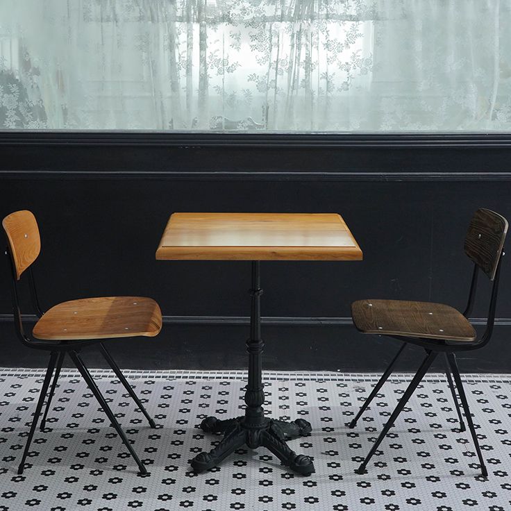 Industrial Solid Wood Dining Table Square Table with Metal Pedestal Base Clearhalo ' dining_table' 'Dining Tables & Seating' 'Dining Tables' 'furn' 'furn_dining_table' 'Furniture' 'furniture_dining_table' 'Kitchen & Dining Furniture' 'kitchen&dining_furn' 'kitchen' 'kitchen_dining_table' 1200x1200_a6eb6edf-d0f8-4188-82b2-5b9340e60653