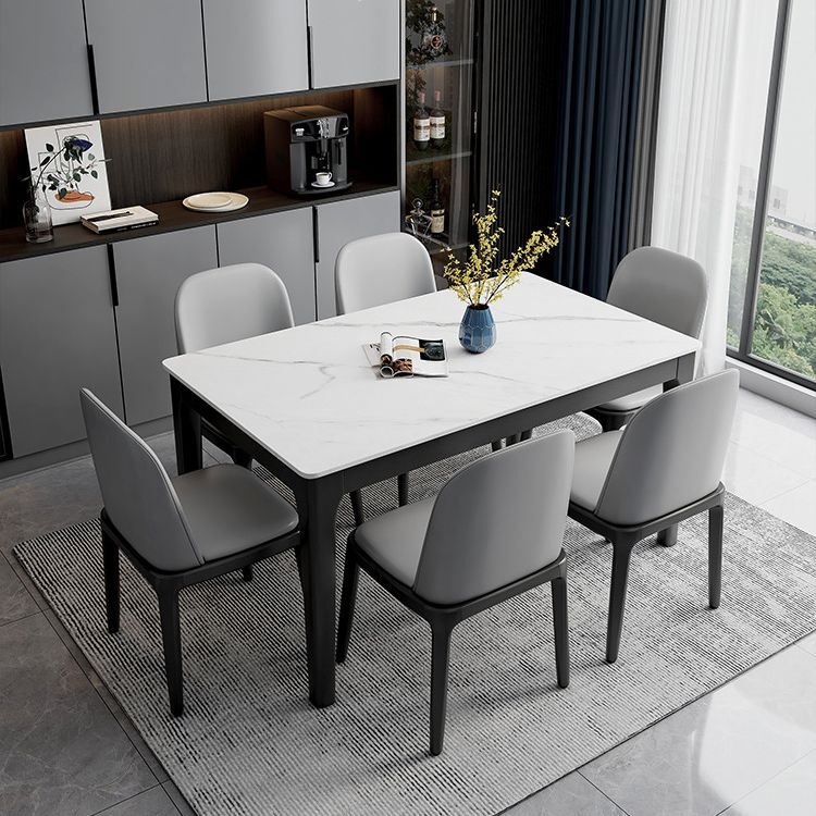 Mesa de comedor con base de madera maciza, mesa de comedor moderna rectangular para comedor