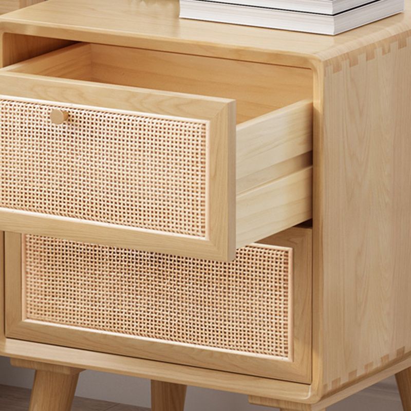 Wicker & Rattan Moderner Nachttisch Massivholz 2-Drawern-Aufbewahrung 22-Zoll-Nachttisch